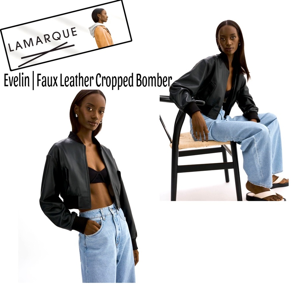 NWT Lamarque Evelin Faux Leather Cropped Bomber Jacket L - PERFECT FALL JACKET